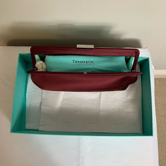 Tiffany & Co. Holly Satin Clutch - Burgundy- New - Picture 8 of 10